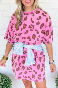 Pink Leopard Shirt Dress