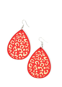 Red Leopard Wood Earrings
