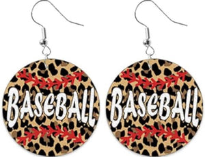 Homerun Cheetah Baseball Earrings