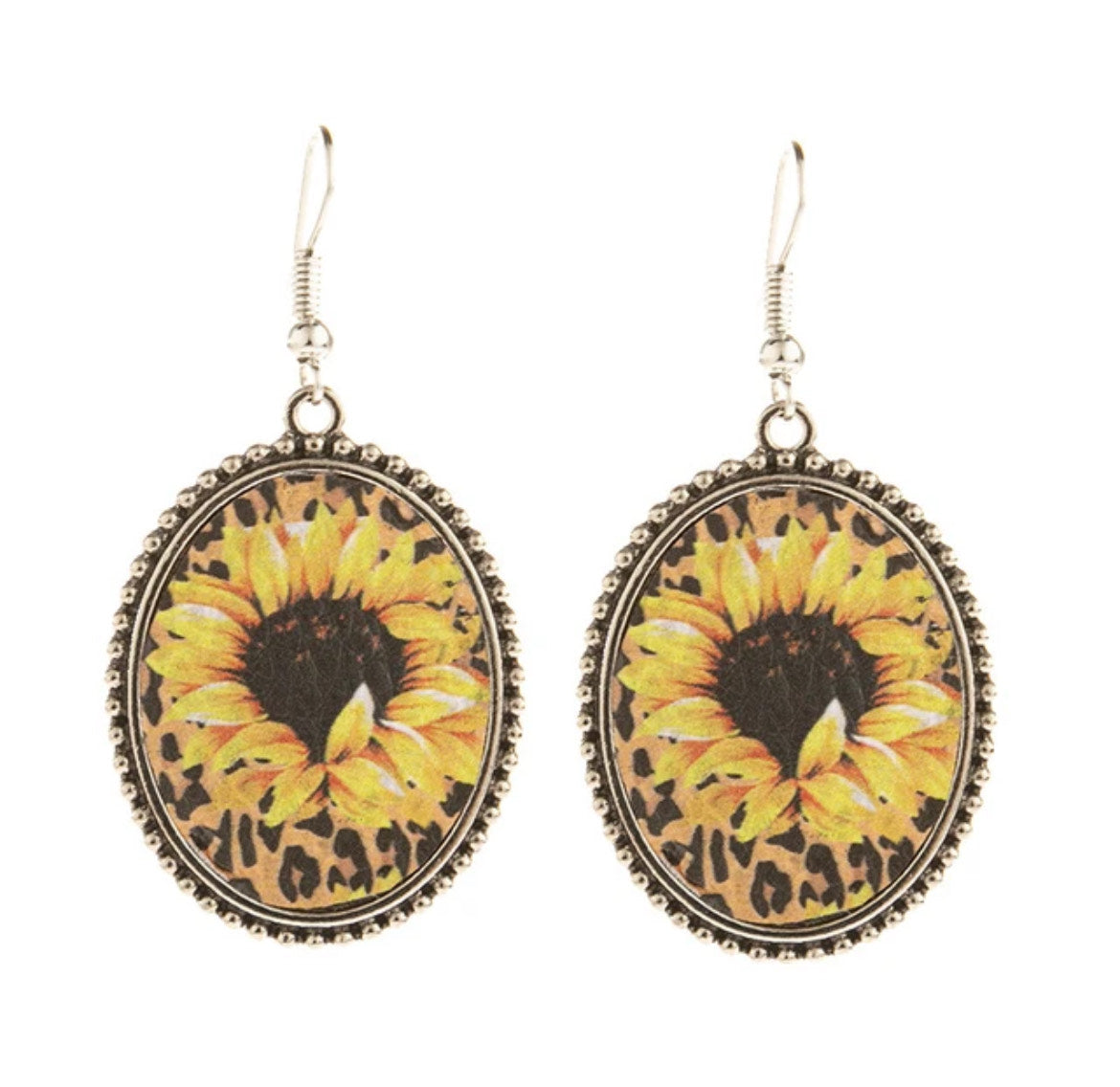 Leopard Sunflower Earrings