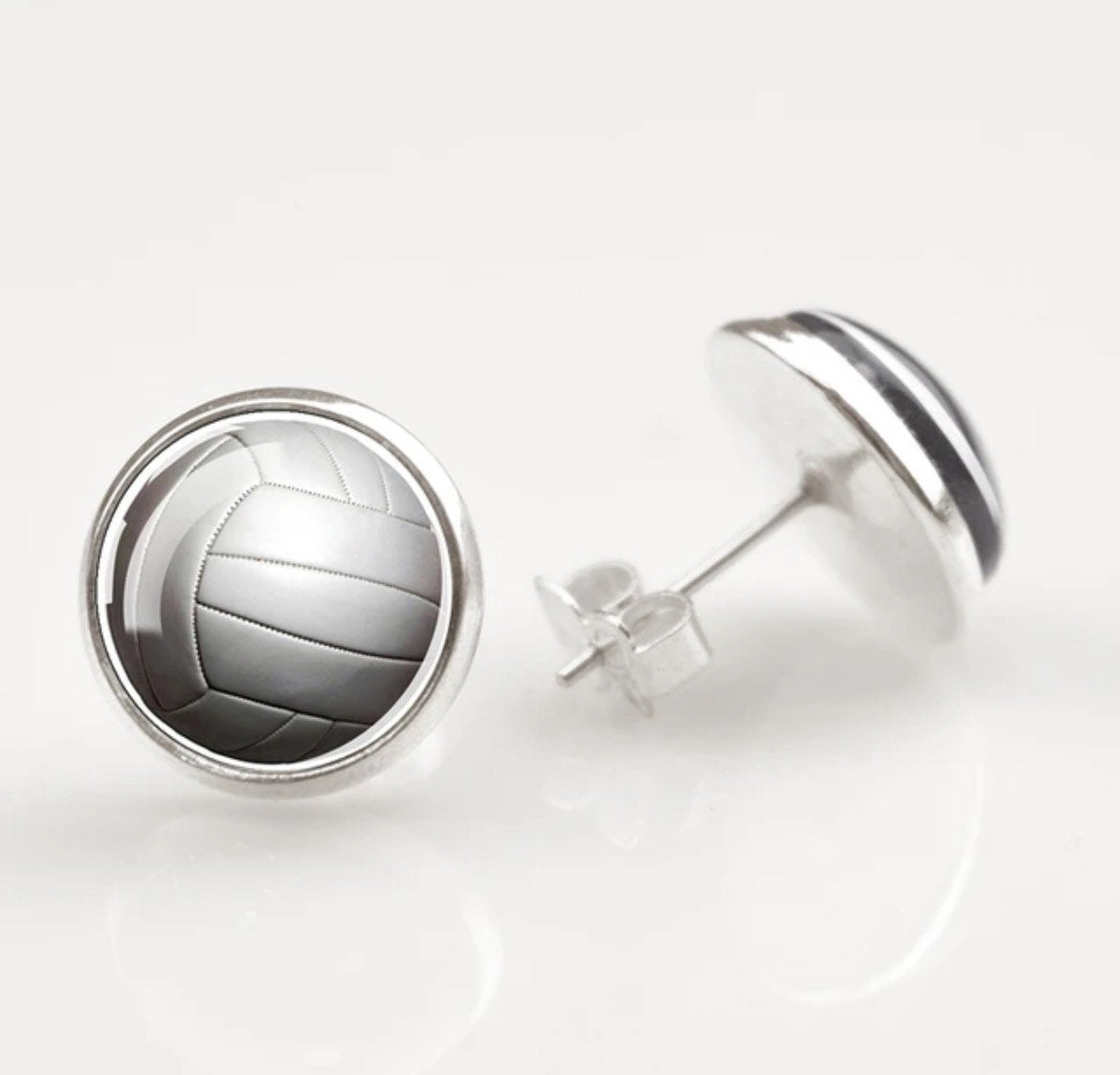 White Volleyball Stud Earrings