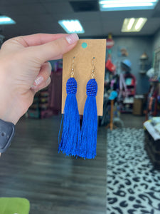 Ocean Blue Tassel Earrings