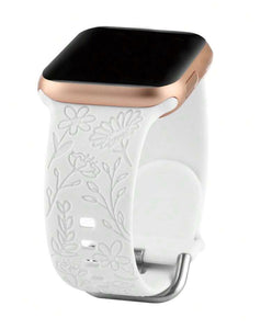 Flower Engraved Watch Band