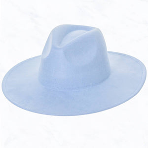 Suede Light Blue Fedora Hat