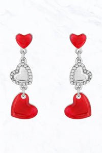 Three Heart Drop Earrings