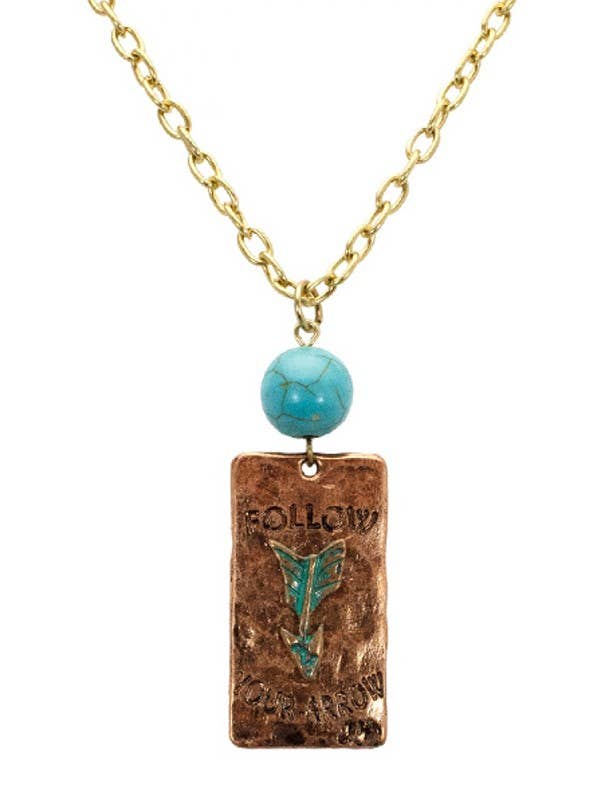 Arrow Plate With Turquoise Metal Necklace
