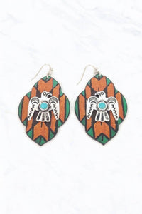 Aztec  Thunderbird Leather Earrings