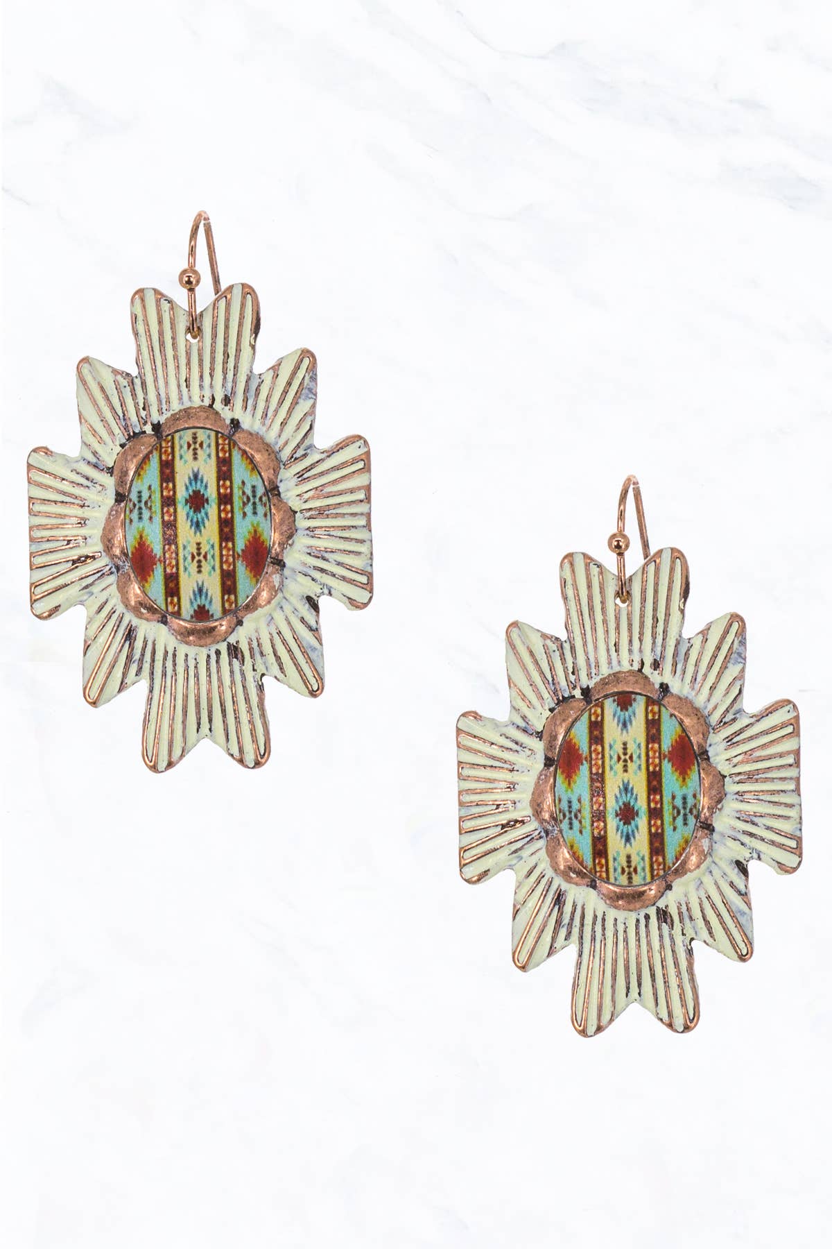 Western Aztec Pattern Metal Earrings