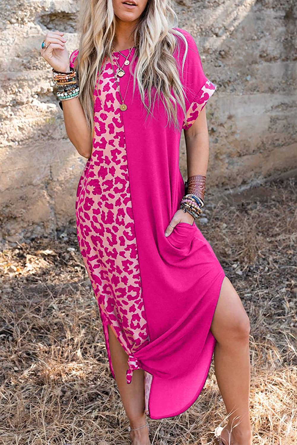 Pink Leopard Maxi Dress