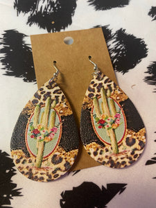 Cactus Cheetah Waterdrop Earrings
