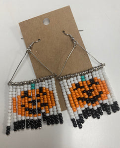 Pumpkin Beaded Tassel Earrings