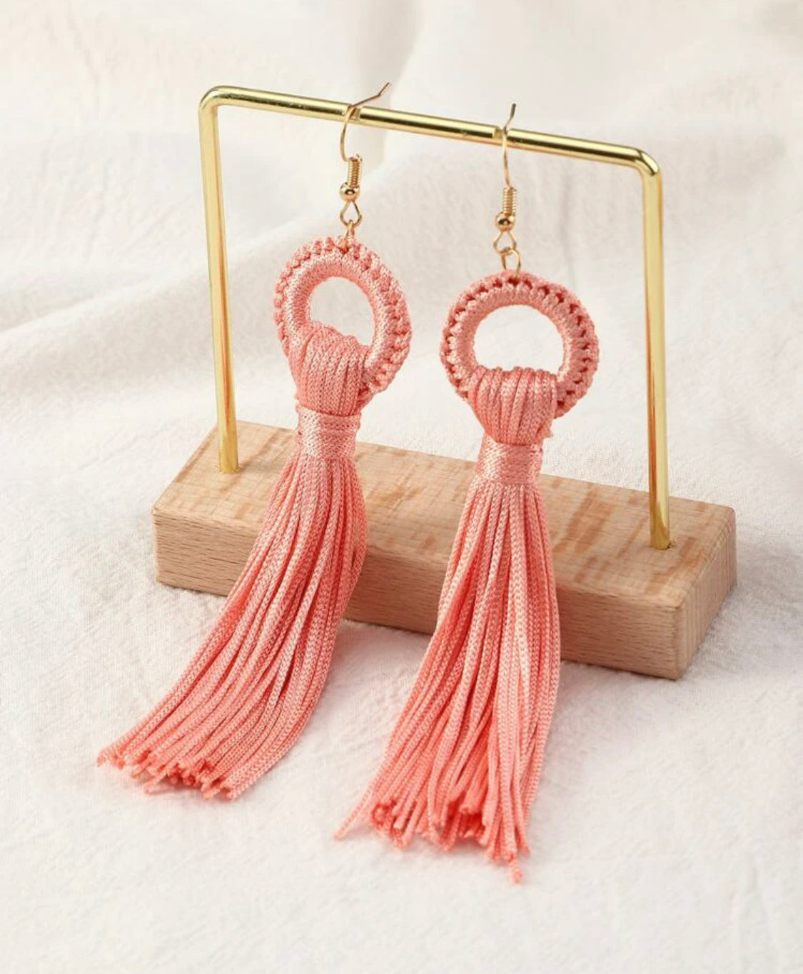 Soft Pink Tassel Earrings