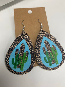 Cactus Pattern Waterdrop Earrings