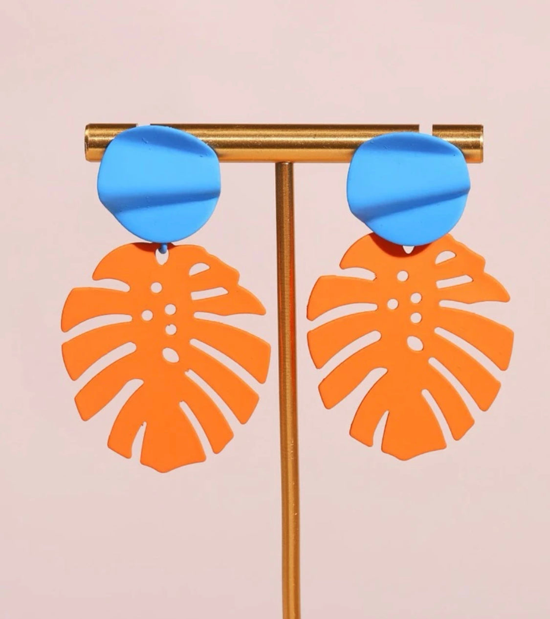 Tropical Leaf Orange Earrings