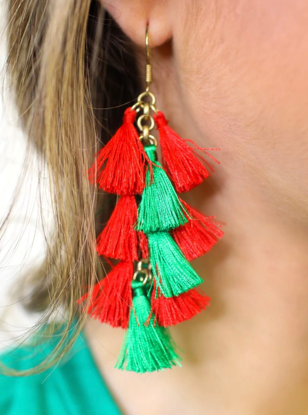 Demi Tassel Earrings Red/Green