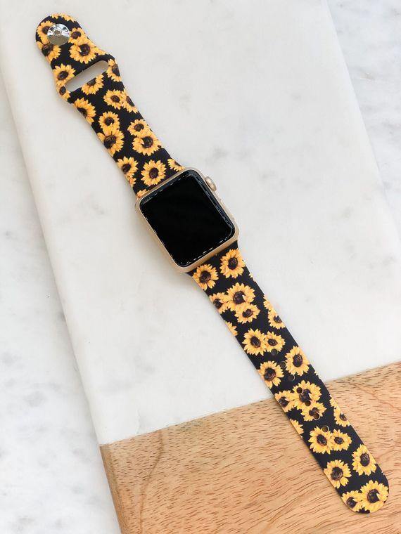 Black Sunflower Silicone Smart Watch Band - S/M - Jess boutique