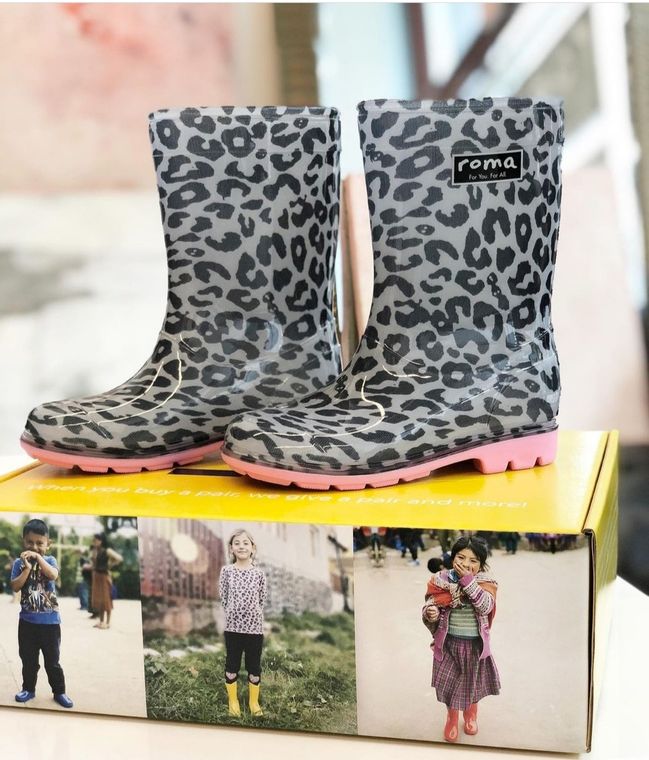 ROMA Kids ABEL Classic Pink Leopard Rain Boots